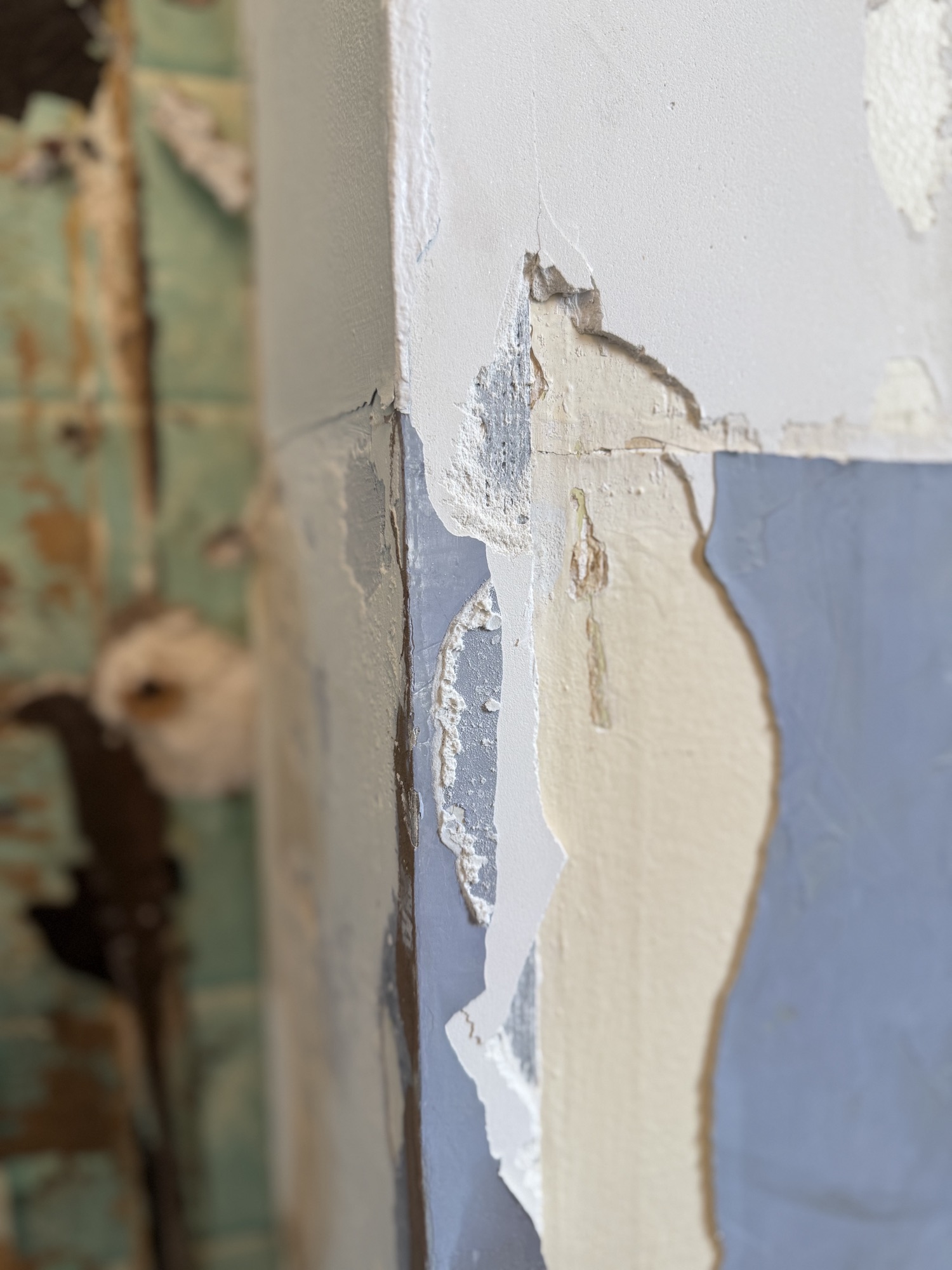 Old wall finishes being peeled back