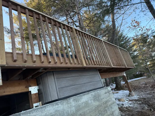Muskoka — cedar railings on the raised deck