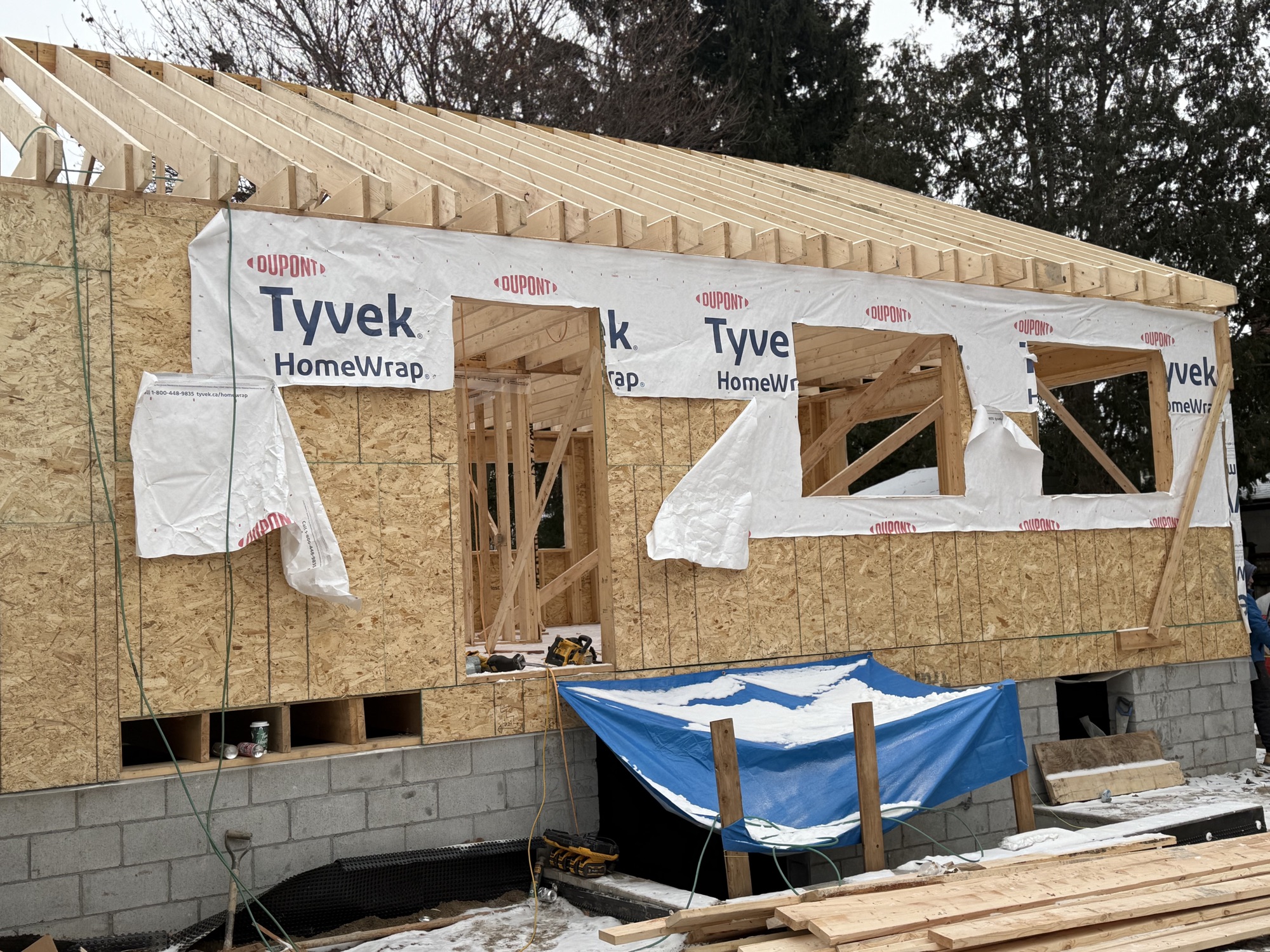 York — addition framed onto the existing house